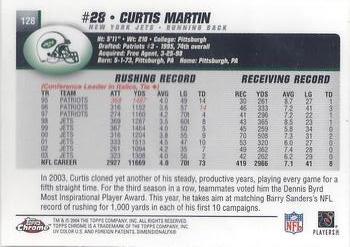 2004 Topps Chrome #128 Curtis Martin Back