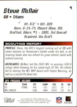 2004 Topps Draft Picks & Prospects #1 Steve McNair Back