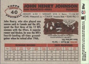 2004 Topps All-Time Fan Favorites #40 John Henry Johnson Back