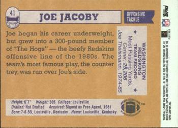 2004 Topps All-Time Fan Favorites #41 Joe Jacoby Back