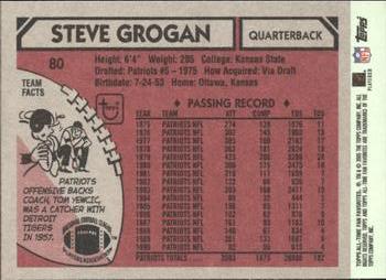 2004 Topps All-Time Fan Favorites #80 Steve Grogan Back