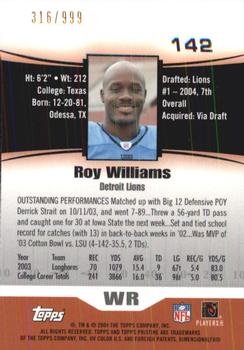 2004 Topps Pristine #142 Roy Williams Back