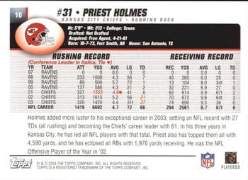 2004 Topps Signature #10 Priest Holmes Back
