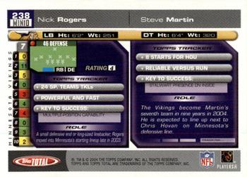 2004 Topps Total #238 Nick Rogers / Steve Martin Back