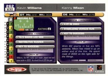 2004 Topps Total #262 Kevin Williams / Kenny Mixon Back