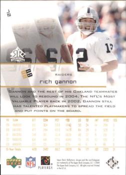2004 Upper Deck Reflections #72 Rich Gannon Back