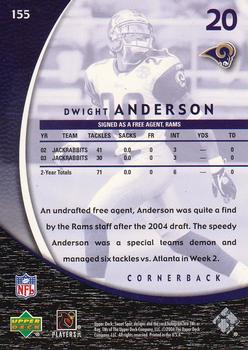 2004 Upper Deck Sweet Spot #155 Dwight Anderson Back