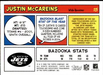 2005 Bazooka #15 Justin McCareins Back
