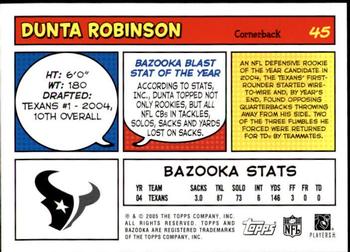 2005 Bazooka #45 Dunta Robinson Back