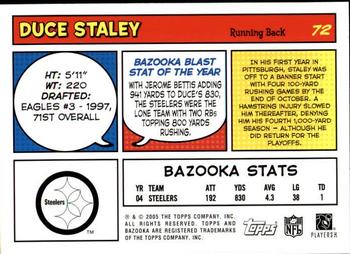 2005 Bazooka #72 Duce Staley Back