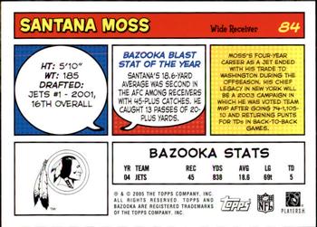 2005 Bazooka #84 Santana Moss Back