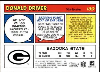 2005 Bazooka #139 Donald Driver Back