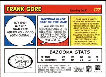 2005 Bazooka #177 Frank Gore Back
