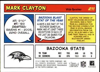 2005 Bazooka #211 Mark Clayton Back