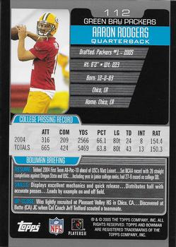 2005 Bowman #112 Aaron Rodgers Back