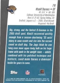 2005 Bowman's Best #78 Khalif Barnes Back