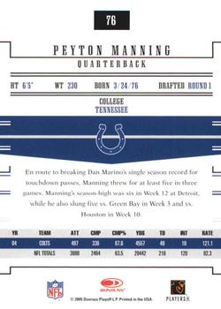 2005 Donruss Gridiron Gear #76 Peyton Manning Back
