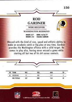 2005 Donruss Throwback Threads #150 Rod Gardner Back