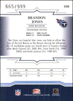 2005 Donruss Throwback Threads #168 Brandon Jones Back