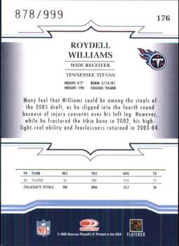 2005 Donruss Throwback Threads #176 Roydell Williams Back