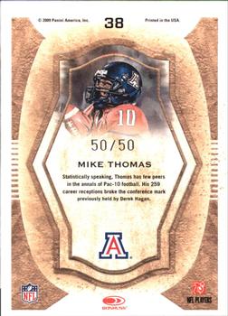 2009 Donruss Threads - College Gridiron Kings Framed Blue #38 Mike Thomas Back