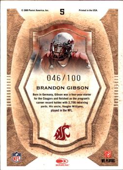 2009 Donruss Threads - College Gridiron Kings Framed Red #5 Brandon Gibson Back