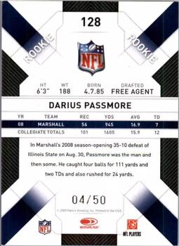 2009 Donruss Threads - Gold Holofoil #128 Darius Passmore Back