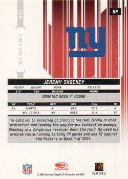 2005 Leaf Rookies & Stars Longevity #62 Jeremy Shockey Back