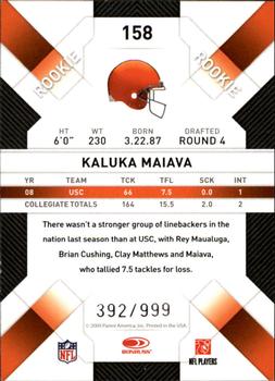 2009 Donruss Threads - Retail Rookies #158 Kaluka Maiava Back