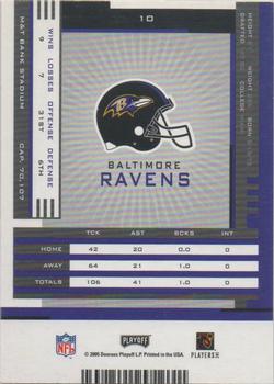 2005 Playoff Contenders #10 Ray Lewis Back