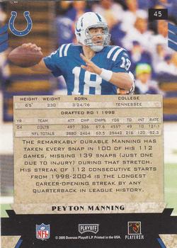 2005 Playoff Honors #45 Peyton Manning Back