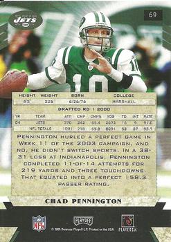 2005 Playoff Honors #69 Chad Pennington Back