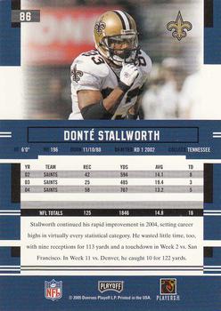 2005 Playoff Prestige #86 Donte Stallworth Back