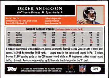2005 Topps #397 Derek Anderson Back