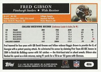 2005 Topps #406 Fred Gibson Back