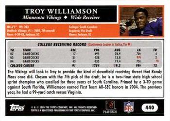 2005 Topps #440 Troy Williamson Back