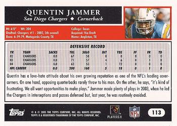 2005 Topps #113 Quentin Jammer Back