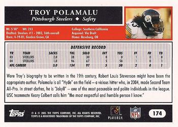 2005 Topps #174 Troy Polamalu Back