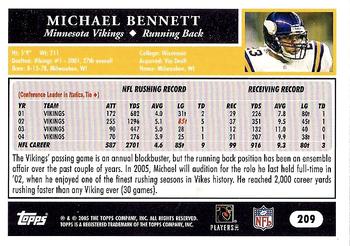 2005 Topps #209 Michael Bennett Back