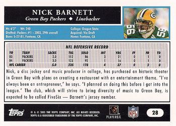 2005 Topps #28 Nick Barnett Back