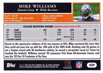 2005 Topps #439 Mike Williams Back