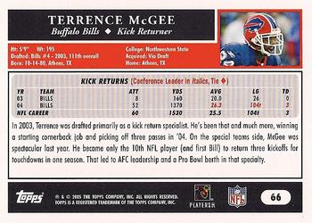 2005 Topps #66 Terrence McGee Back