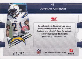 2009 Playoff Absolute Memorabilia - Tools of the Trade Double Material Black Spectrum #43 LaDainian Tomlinson Back