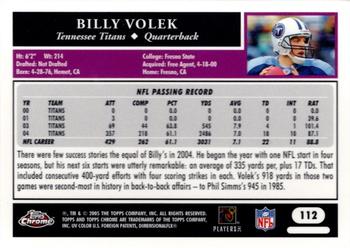 2005 Topps Chrome #112 Billy Volek Back