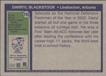 2005 Topps Heritage #293 Darryl Blackstock Back
