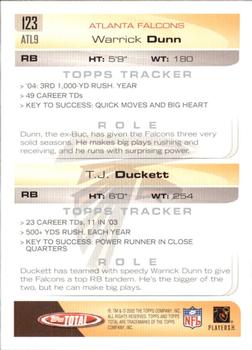 2005 Topps Total #123 Warrick Dunn / T.J. Duckett Back