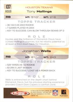 2005 Topps Total #137 Tony Hollings / Jonathan Wells Back