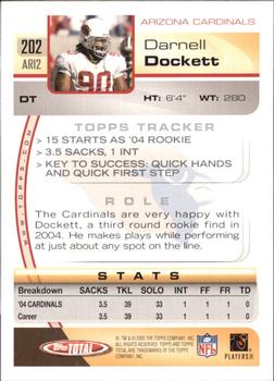 2005 Topps Total #202 Darnell Dockett Back