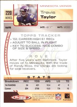 2005 Topps Total #220 Travis Taylor Back