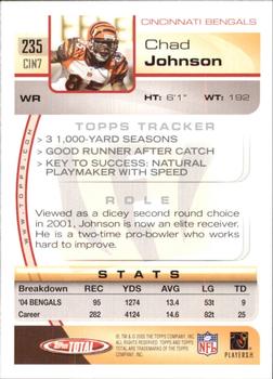 2005 Topps Total #235 Chad Johnson Back